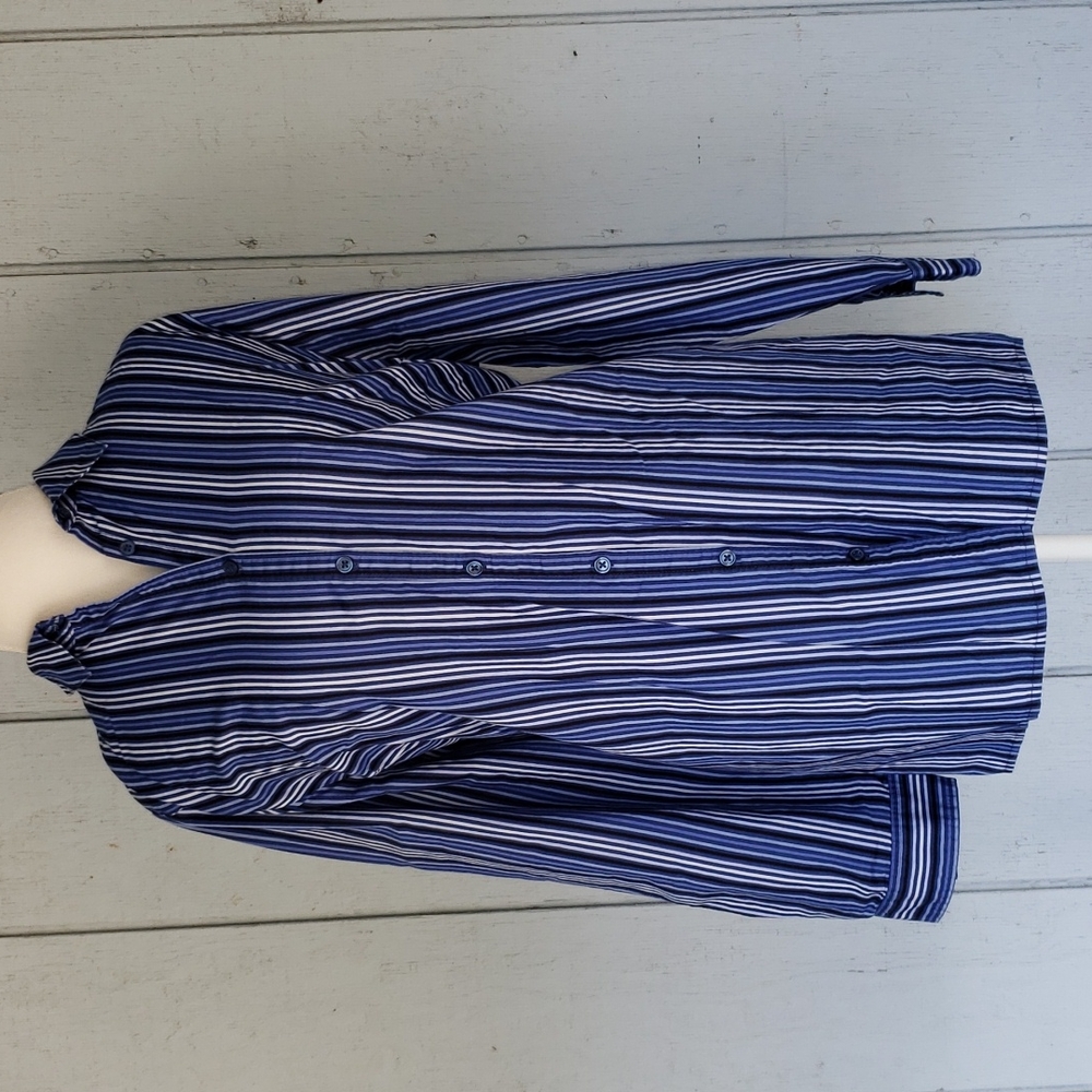 Blue Stripes Button Down Shirt. Office. Work